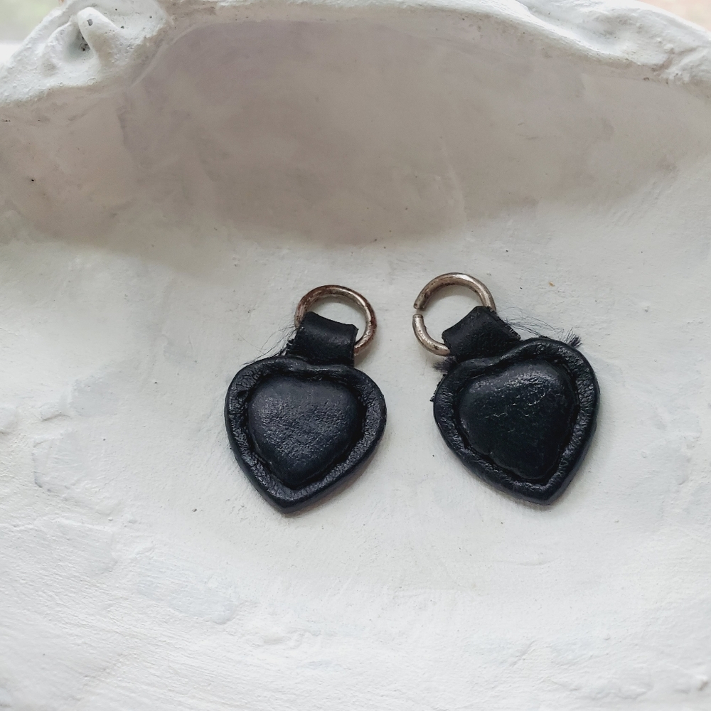 Two Brighton Leather Heart Zipper Pulls